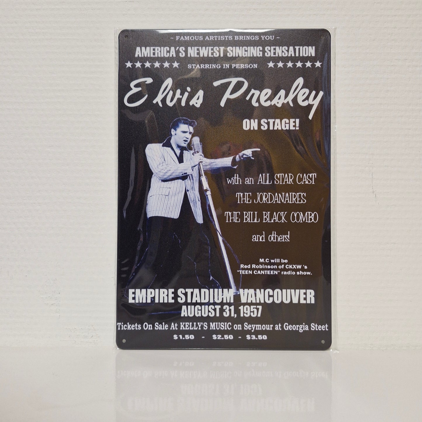 Metalen Wandbord - Elvis Presley on Stage