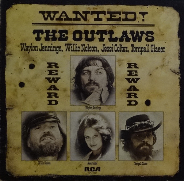 Waylon Jennings, Willie Nelson, Jessi Colter, Tompall Glaser – Wanted! The Outlaws (LP) (G10)