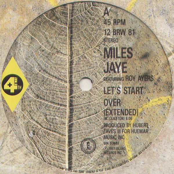 Miles Jaye – Let's Start Over (12" Single) T10 - Bob's Vinyl