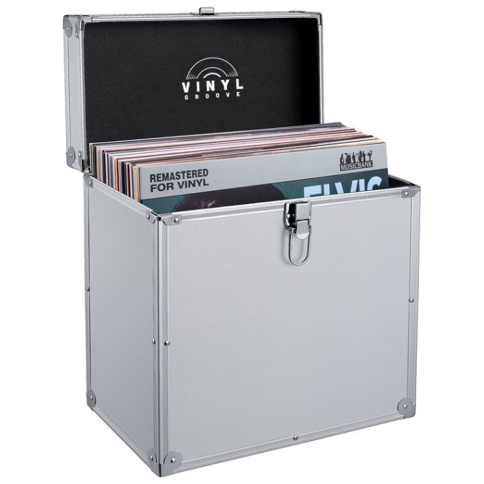LP Koffer voor ca. 40 LP's - zilver