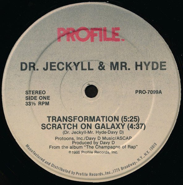 Dr. Jeckyll & Mr. Hyde – Transformation / Scratch On Galaxy (12" Single) T30 - Bob's Vinyl
