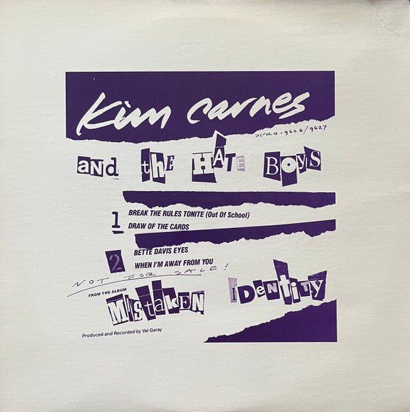 Kim Carnes And The Hate Boys - Kim Carnes And The Hate Boys - Promo EP - (LP) H40 - Bob's Vinyl