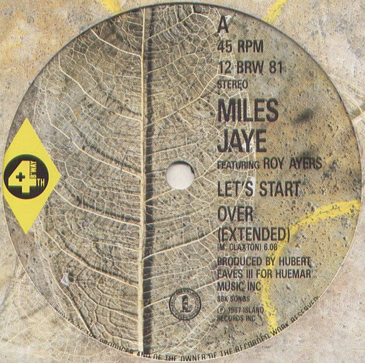 Miles Jaye – Let's Start Over (12" Single) T10 - Bob's Vinyl